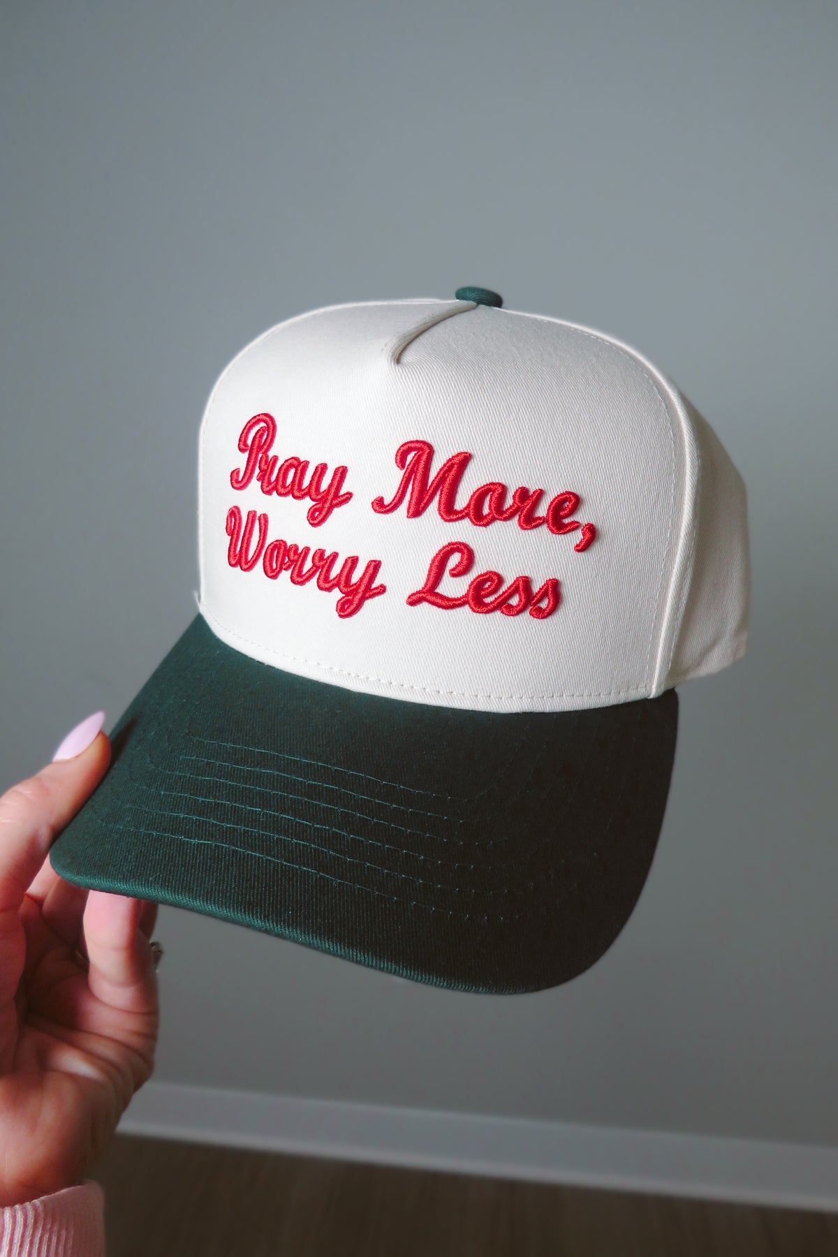 Pray More, Worry Less Trucker Hat - Green