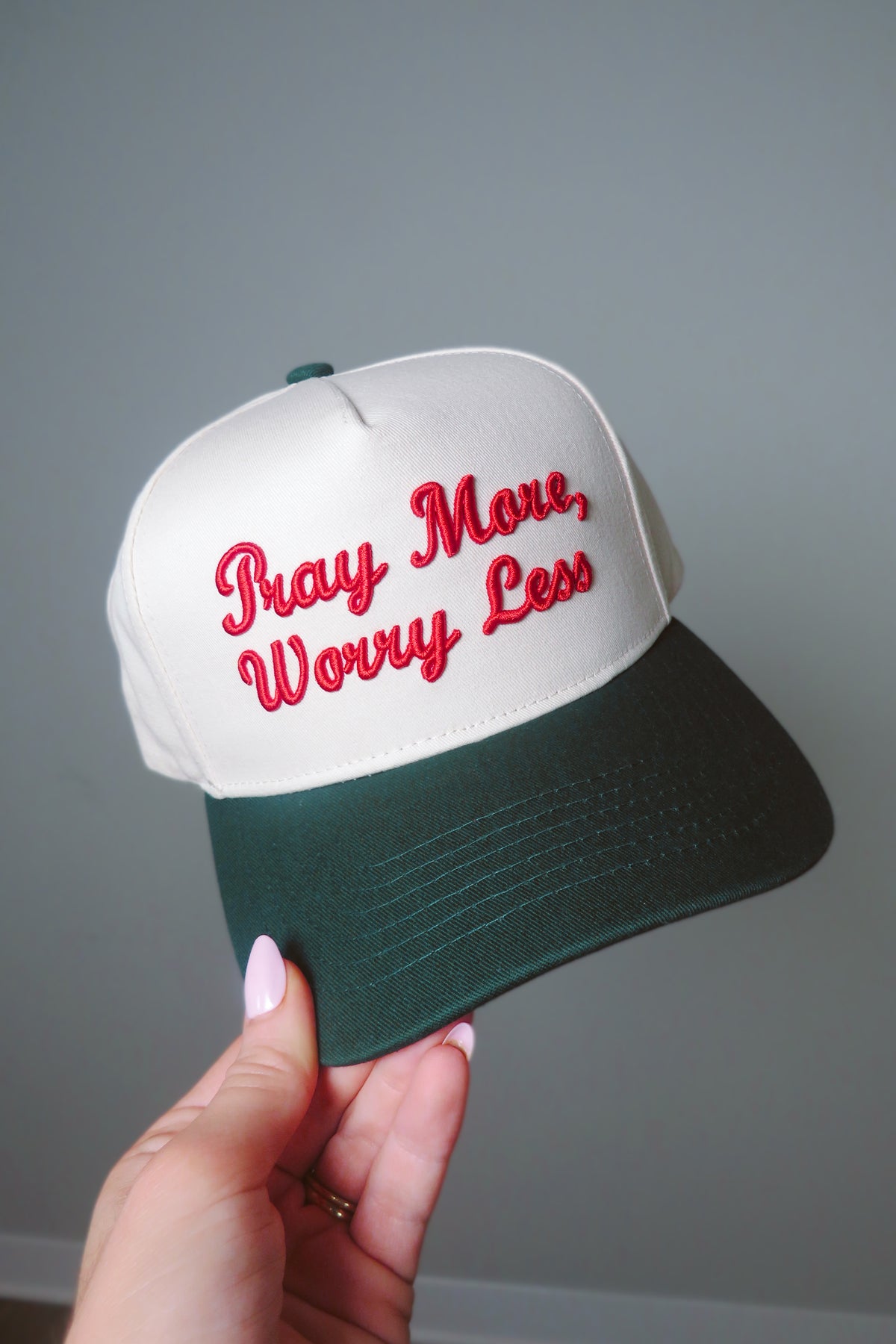 Pray More, Worry Less Trucker Hat - Green