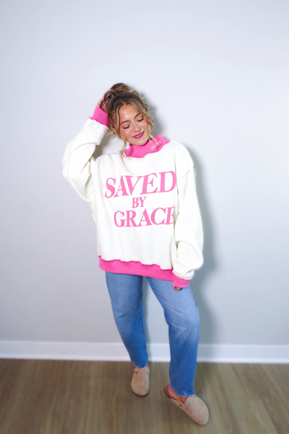 Saved By Grace Fleece Mockneck Sweatshirt