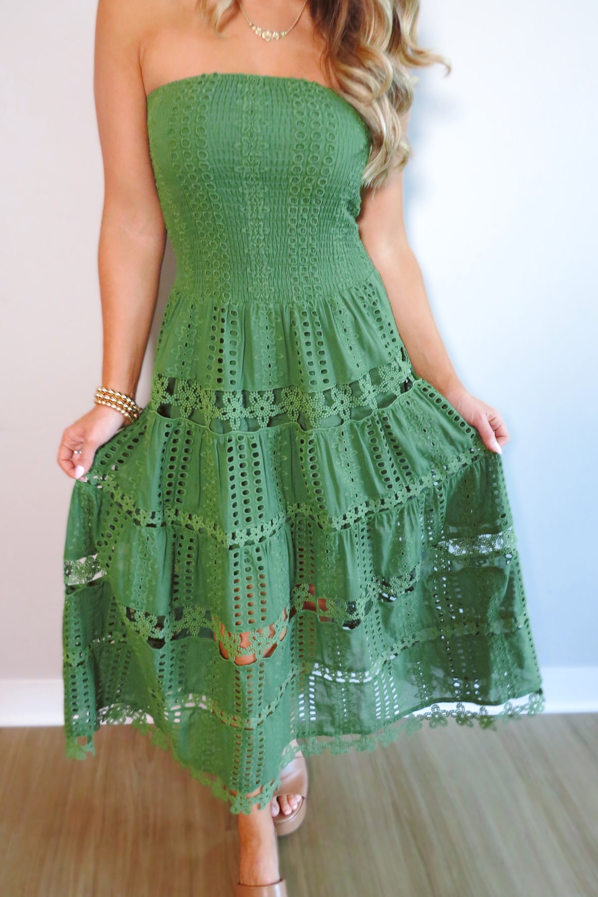 Esther Eyelet Embroidered Midi Dress