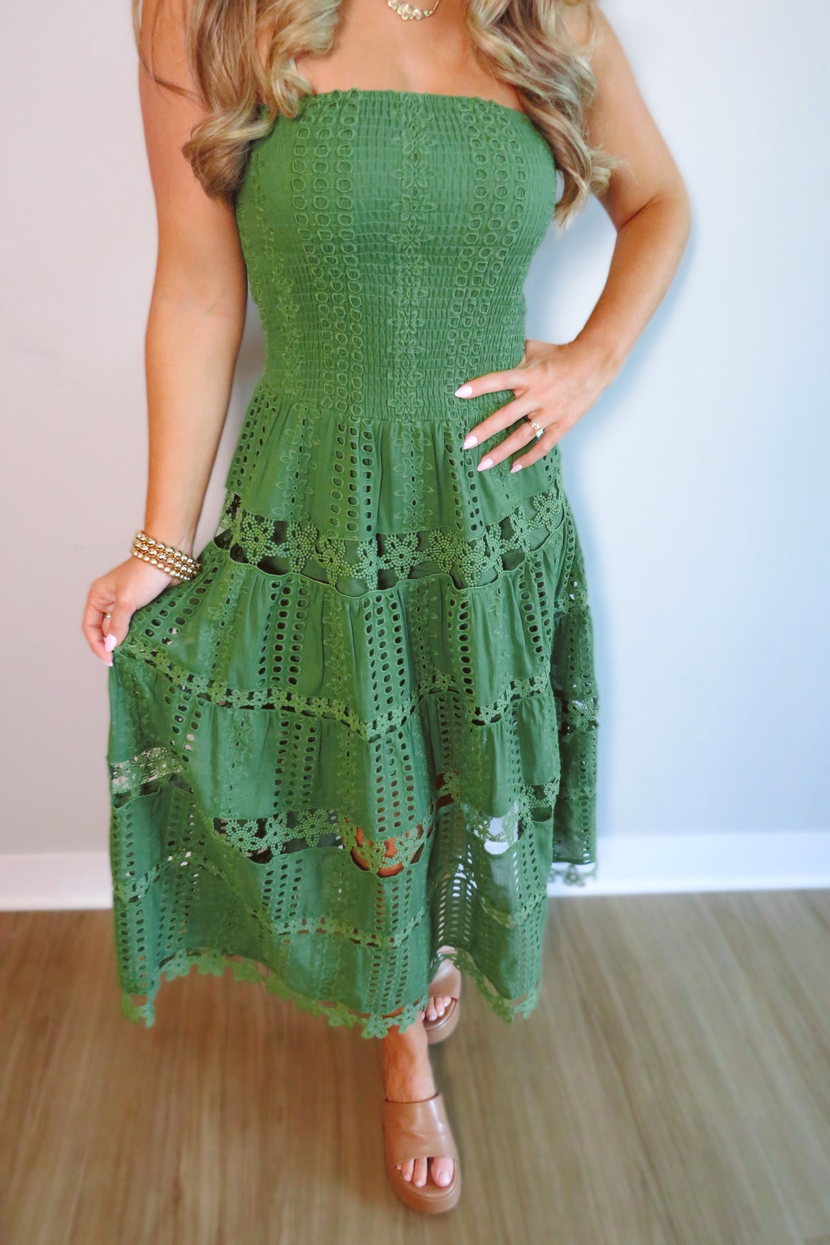 Esther Eyelet Embroidered Midi Dress