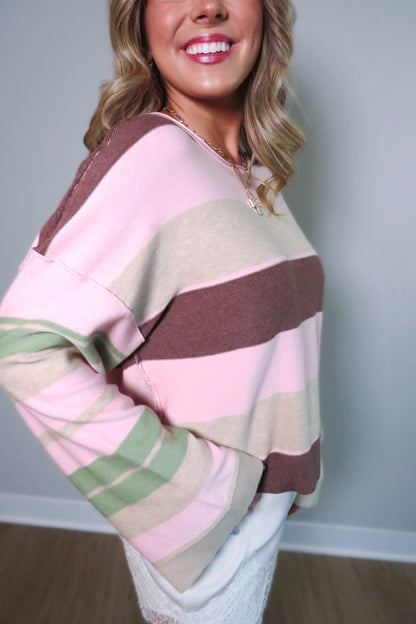 Mercy Striped Sweater - Pink