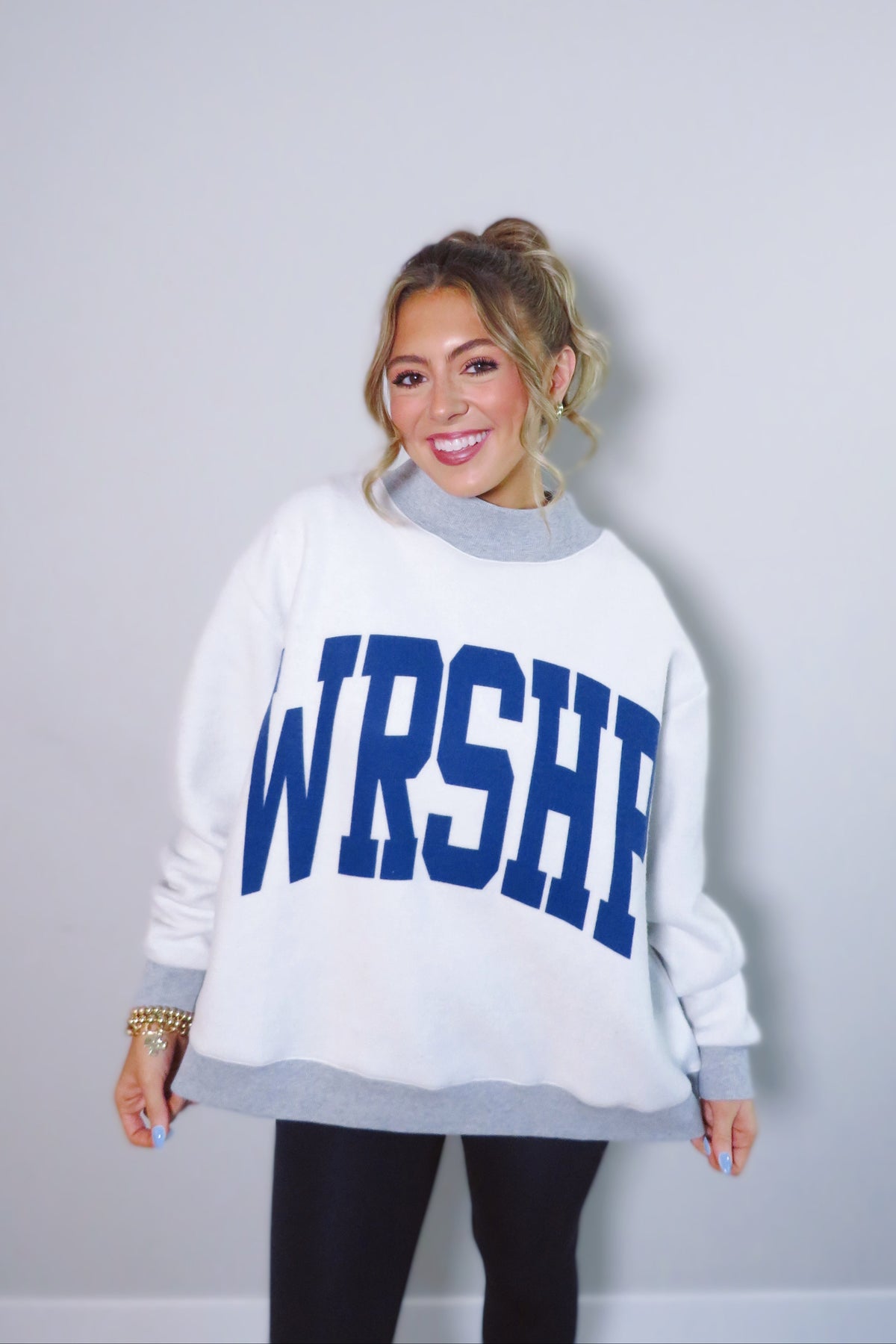 REVERSIBLE: WRSHP & Polka Dots Mockneck Sweatshirt