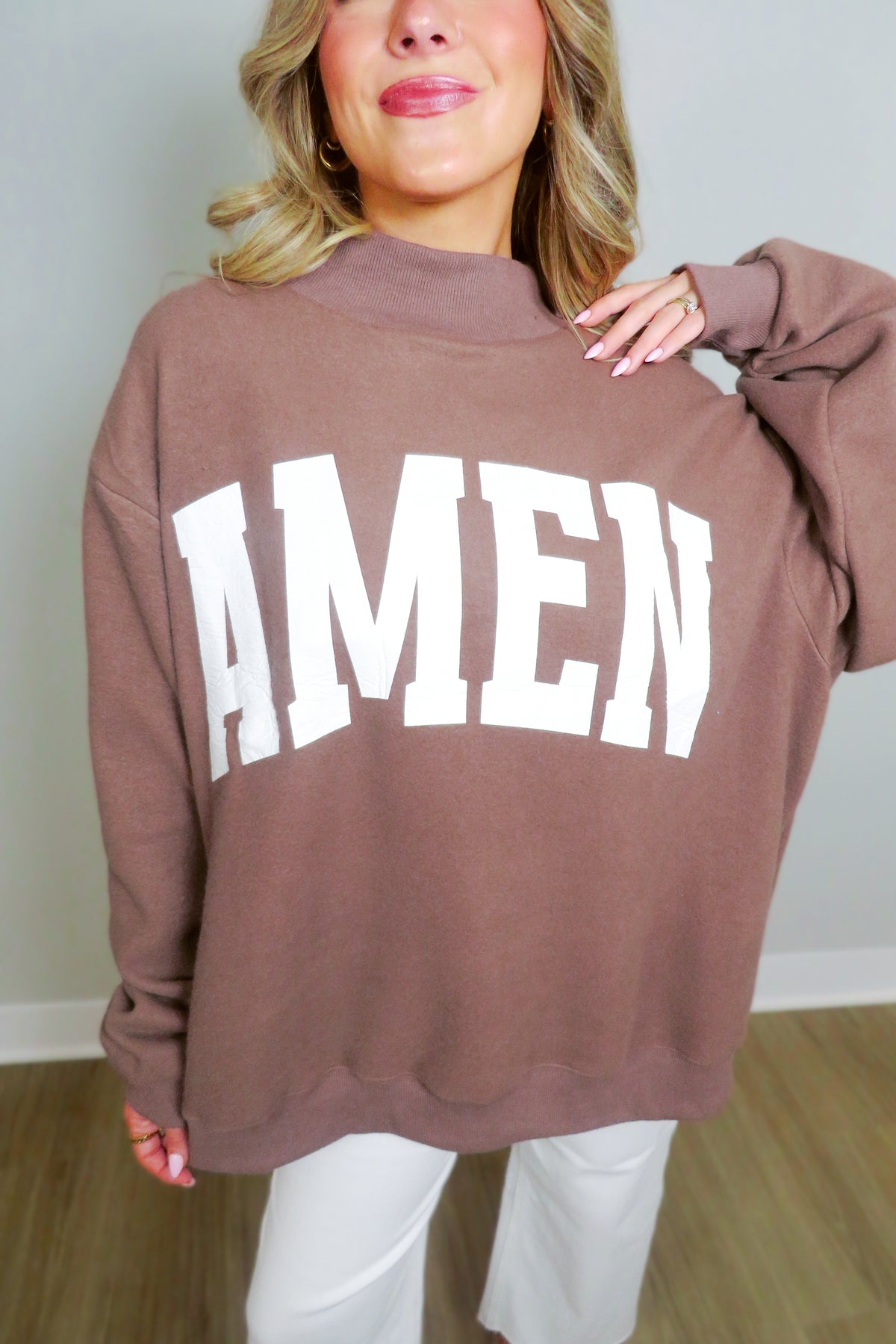 REVERSIBLE: WWJD + AMEN Oversized Mockneck Sweatshirt