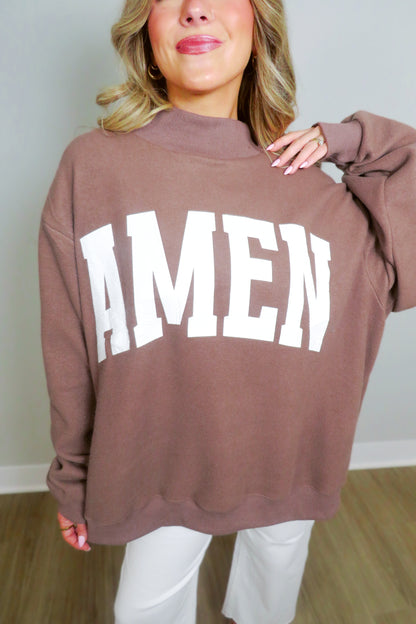 REVERSIBLE: WWJD + AMEN Oversized Mockneck Sweatshirt