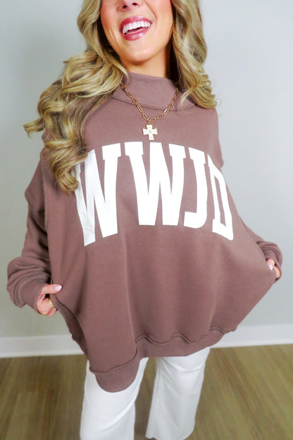 REVERSIBLE: WWJD + AMEN Oversized Mockneck Sweatshirt
