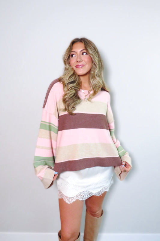 Mercy Striped Sweater - Pink