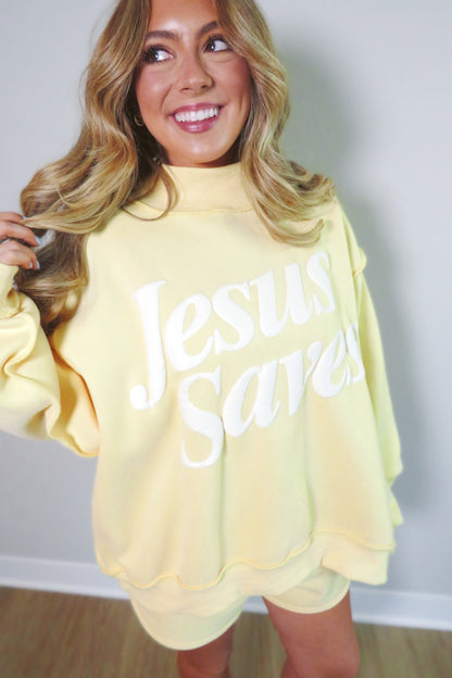 Jesus Saves Fleece Mockneck Sweatshirt