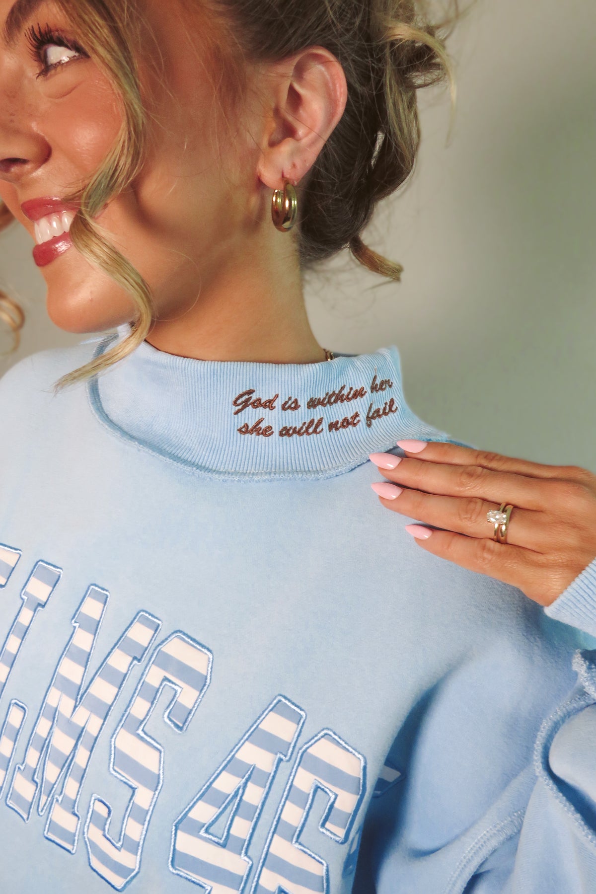 Psalms 46:5 Striped Mockneck Sweatshirt