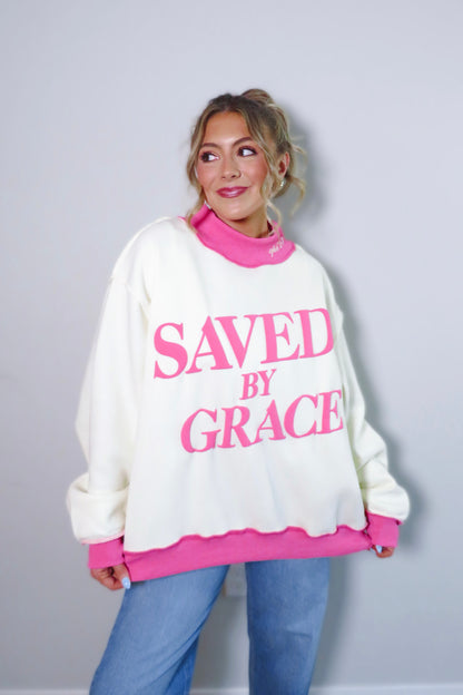Saved By Grace Fleece Mockneck Sweatshirt