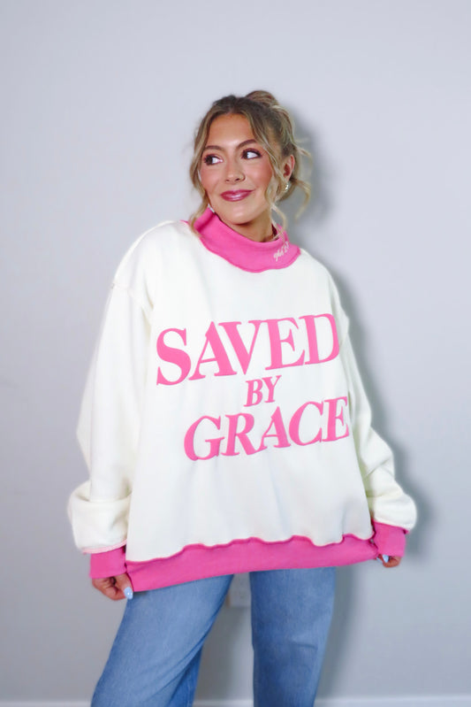 Saved By Grace Fleece Mockneck Sweatshirt
