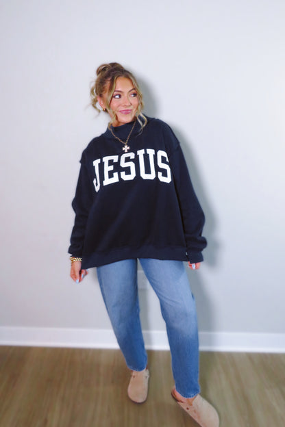 JESUS Embroidered Mockneck Sweatshirt