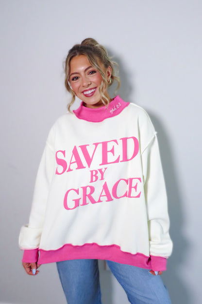 Saved By Grace Fleece Mockneck Sweatshirt