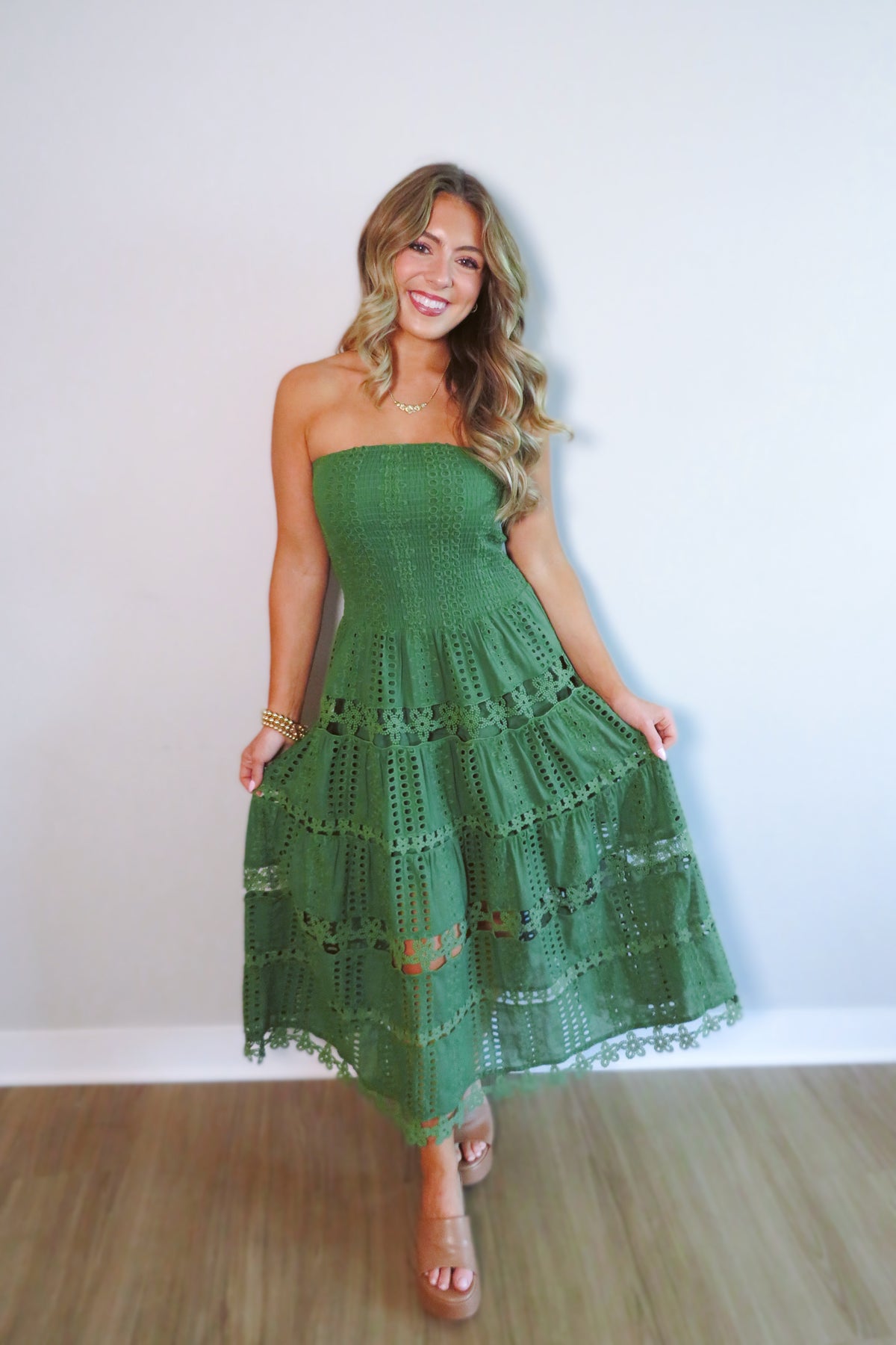 Esther Eyelet Embroidered Midi Dress