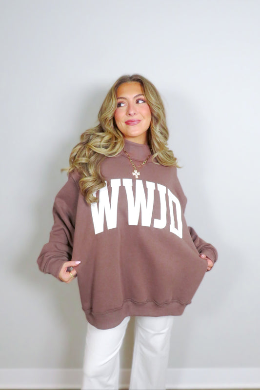 REVERSIBLE: WWJD + AMEN Oversized Mockneck Sweatshirt