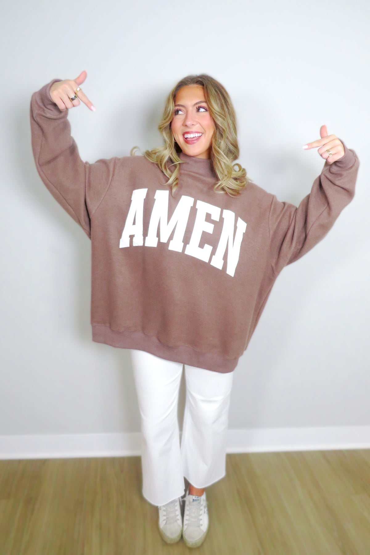 REVERSIBLE: WWJD + AMEN Oversized Mockneck Sweatshirt