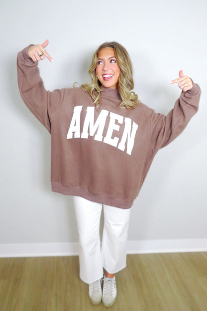 REVERSIBLE: WWJD + AMEN Oversized Mockneck Sweatshirt