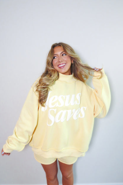 Jesus Saves Fleece Mockneck Sweatshirt