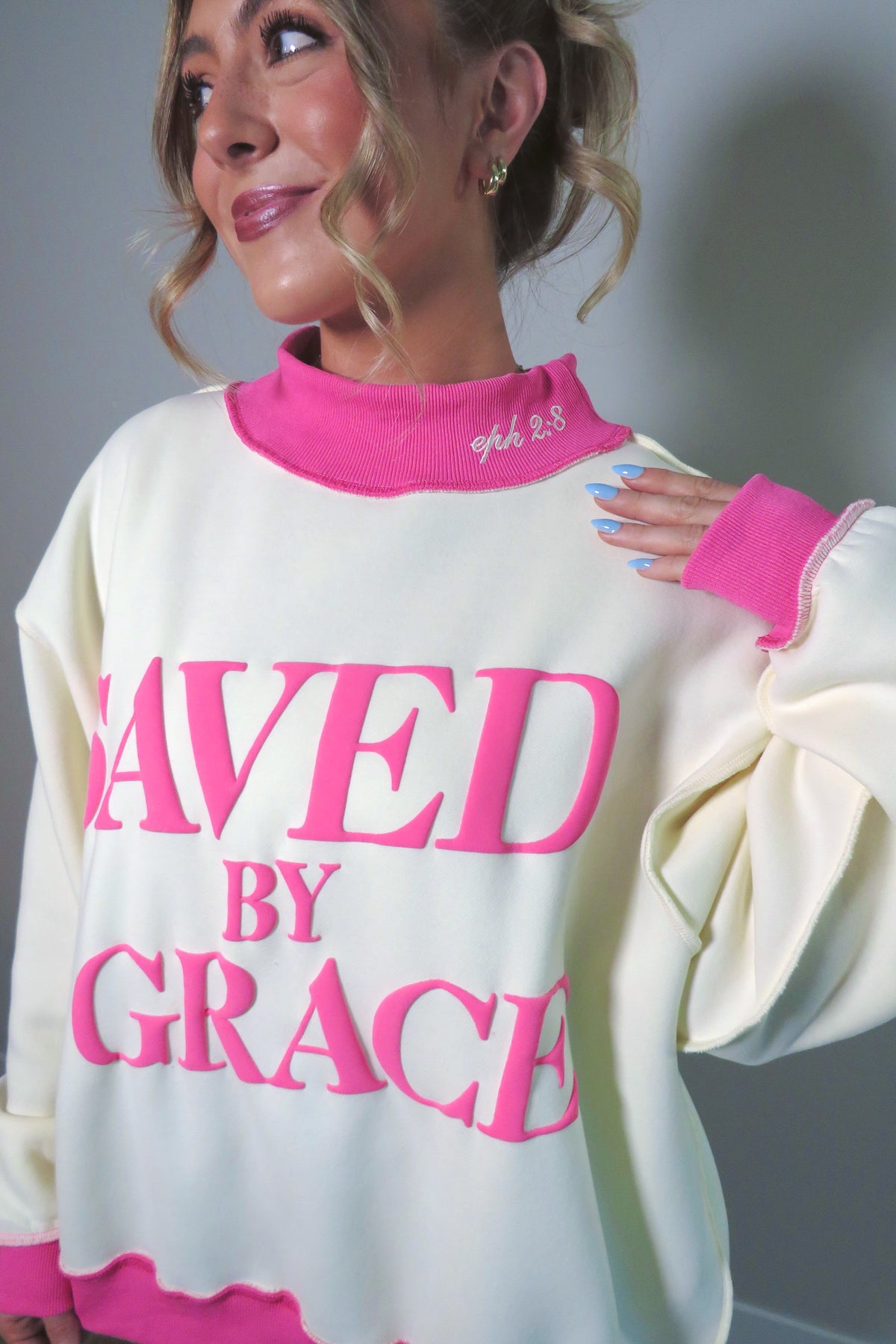 Saved By Grace Fleece Mockneck Sweatshirt