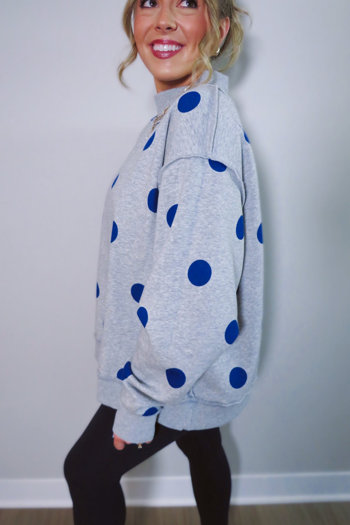 REVERSIBLE: WRSHP & Polka Dots Mockneck Sweatshirt