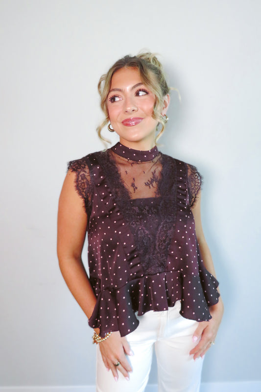 Lydia Lace-Trim Peplum Top