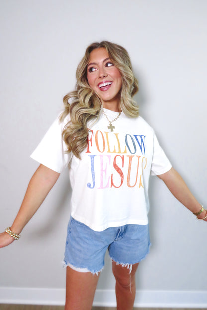 Follow Jesus Cropped Graphic Tee