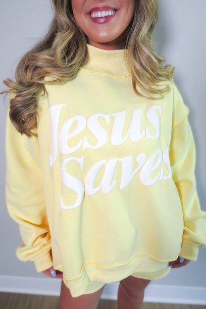 Jesus Saves Fleece Mockneck Sweatshirt