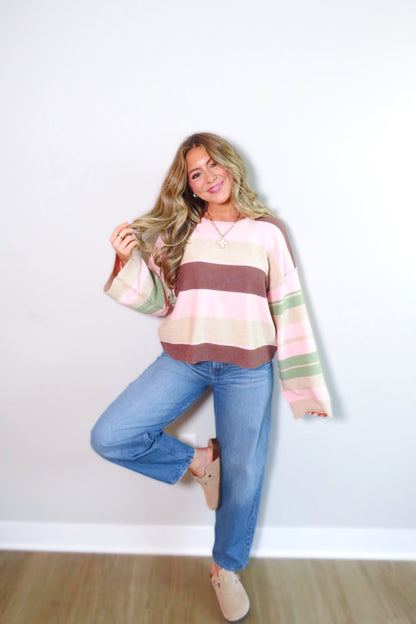 Mercy Striped Sweater - Pink