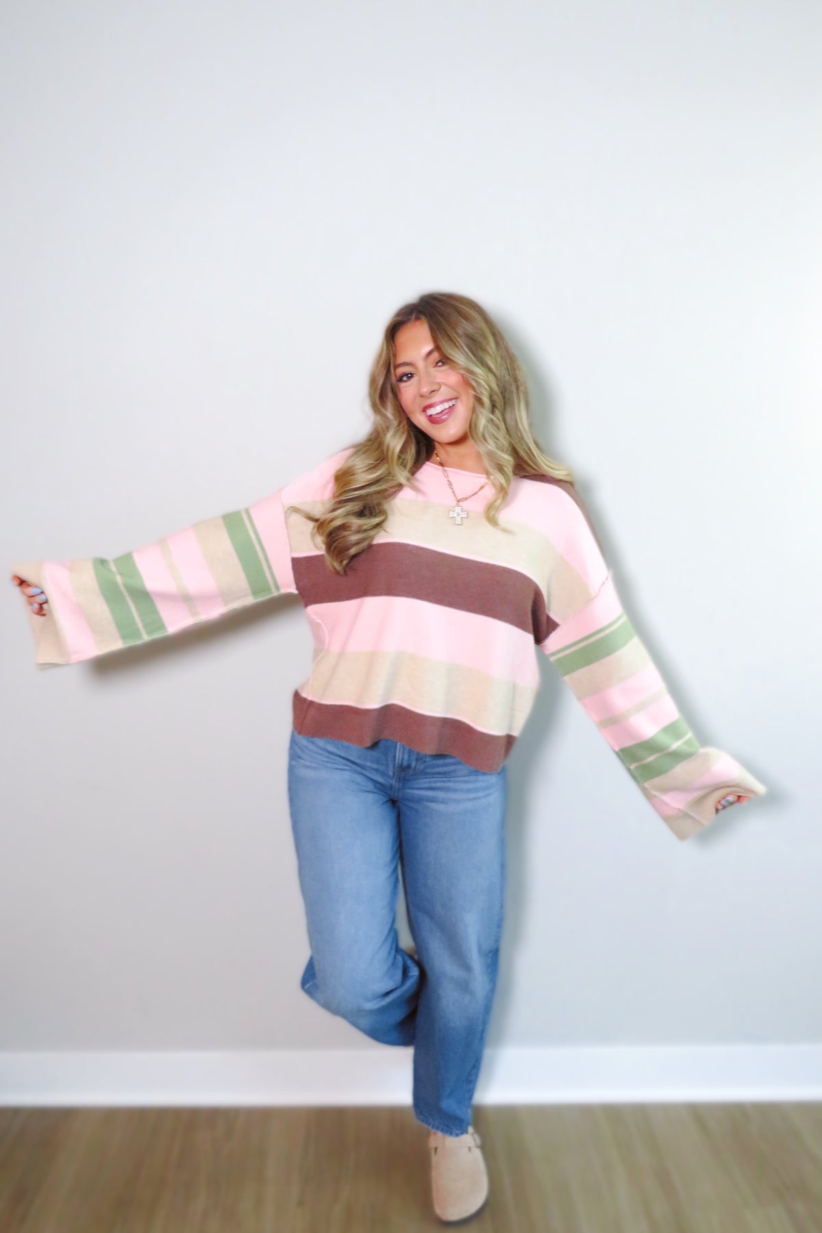 Mercy Striped Sweater - Pink
