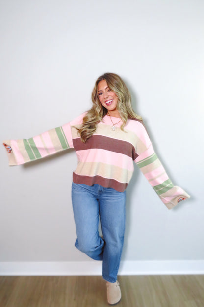 Mercy Striped Sweater - Pink