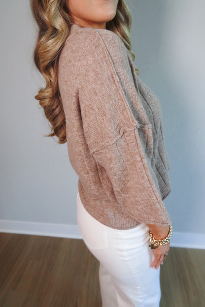 Bethany Cropped Short-Sleeved Sweater - Taupe