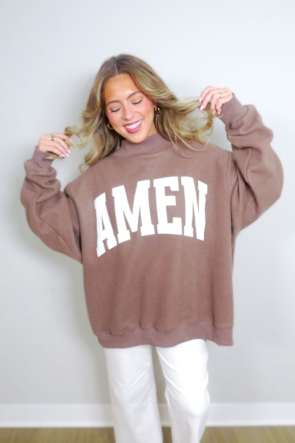 REVERSIBLE: WWJD + AMEN Oversized Mockneck Sweatshirt