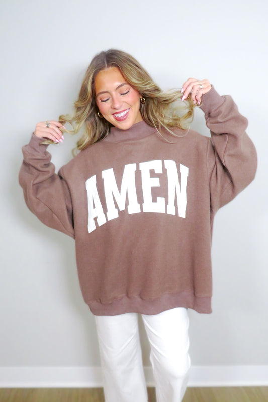REVERSIBLE: WWJD + AMEN Oversized Mockneck Sweatshirt