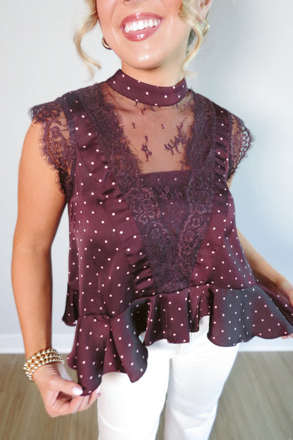 Lydia Lace-Trim Peplum Top