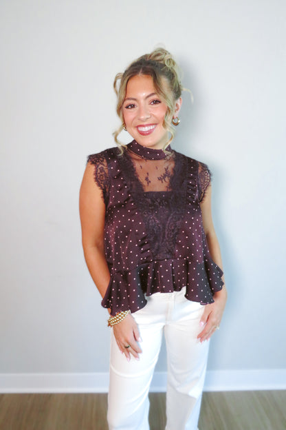 Lydia Lace-Trim Peplum Top