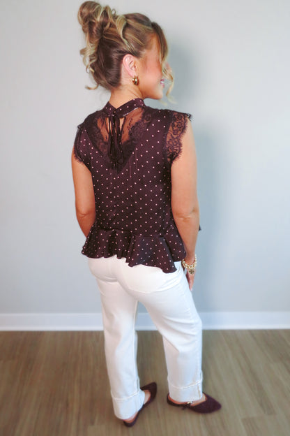 Lydia Lace-Trim Peplum Top