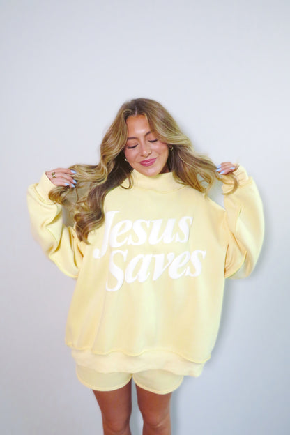 Jesus Saves Fleece Mockneck Sweatshirt