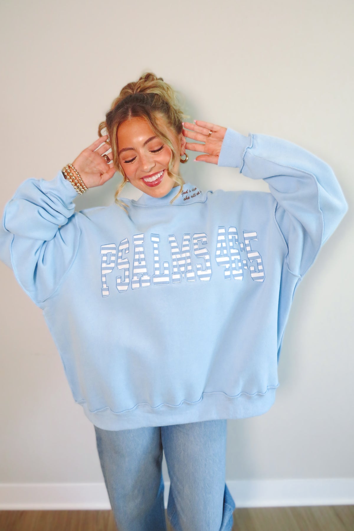 Psalms 46:5 Striped Mockneck Sweatshirt