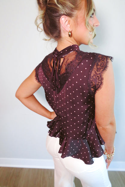 Lydia Lace-Trim Peplum Top