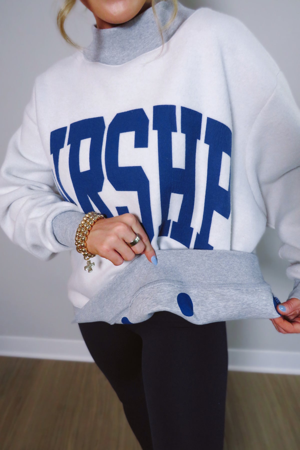 REVERSIBLE: WRSHP & Polka Dots Mockneck Sweatshirt