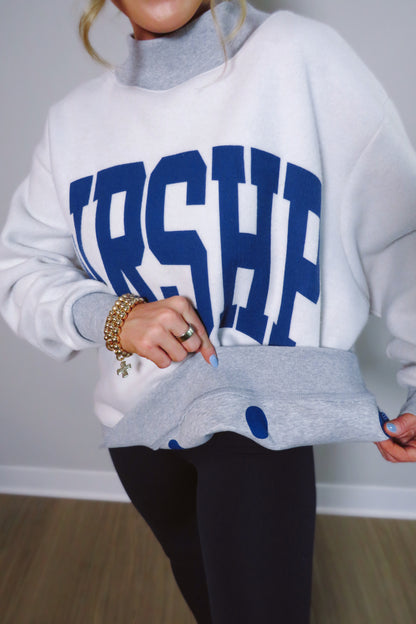 REVERSIBLE: WRSHP & Polka Dots Mockneck Sweatshirt