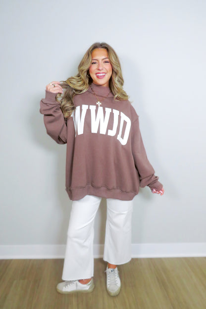 REVERSIBLE: WWJD + AMEN Oversized Mockneck Sweatshirt