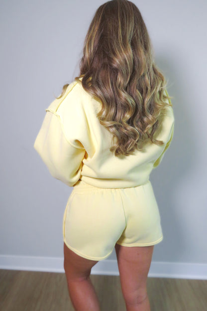 Selah Fleece Lounge Shorts - Yellow