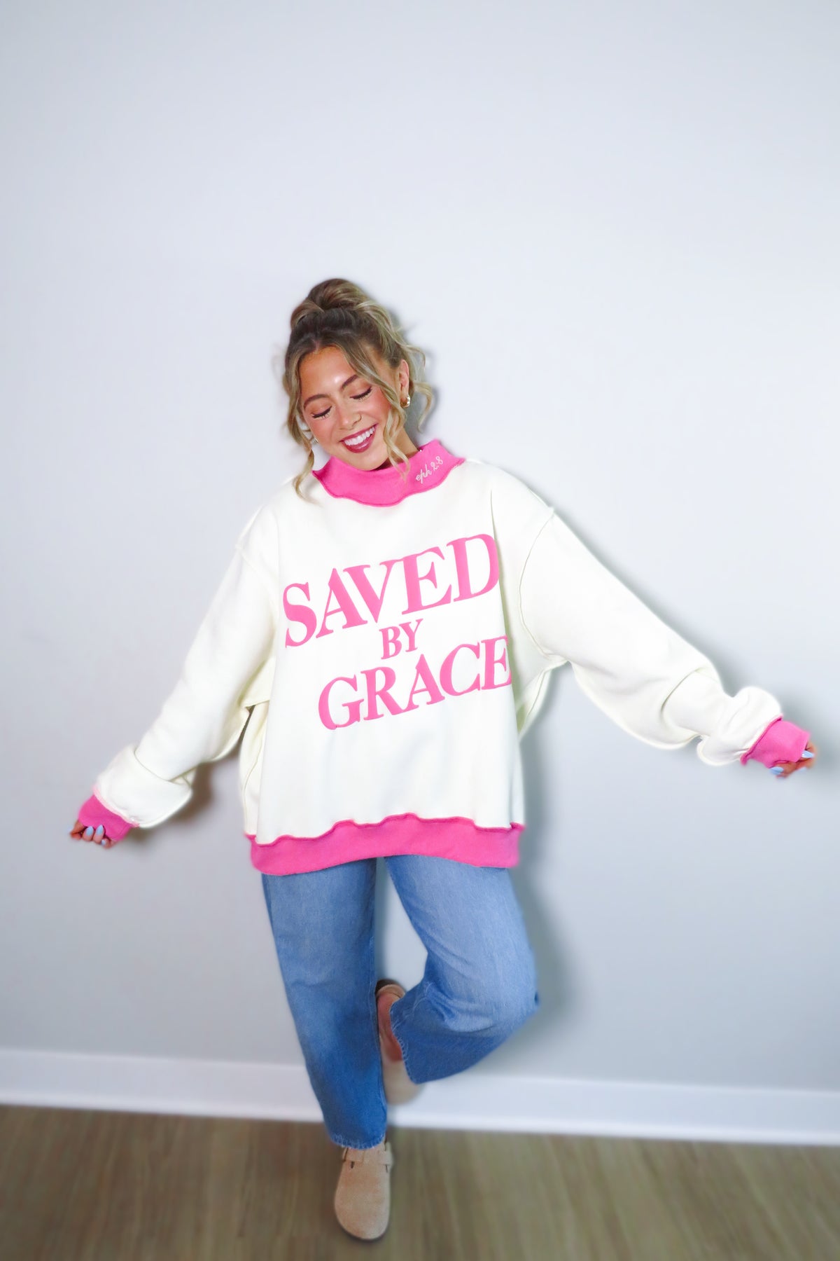 Saved By Grace Fleece Mockneck Sweatshirt