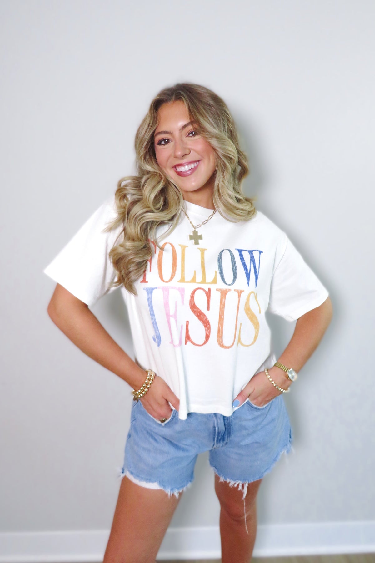 Follow Jesus Cropped Graphic Tee