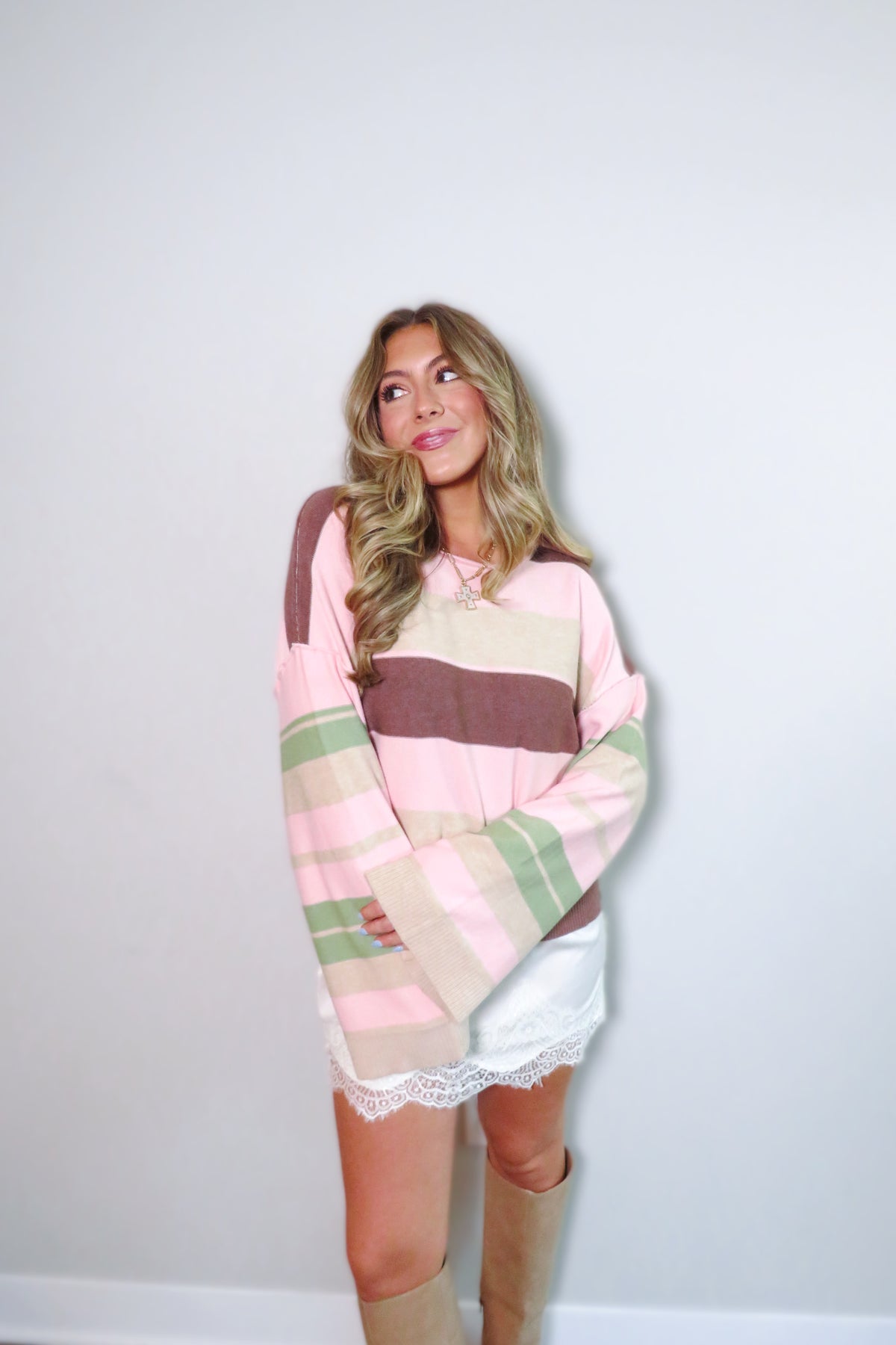 Mercy Striped Sweater - Pink