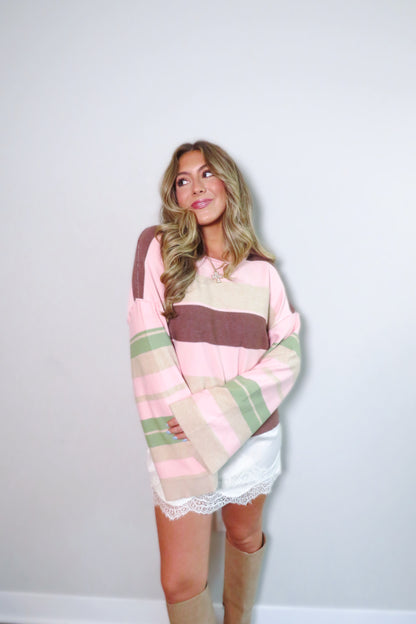 Mercy Striped Sweater - Pink