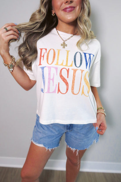 Follow Jesus Cropped Graphic Tee