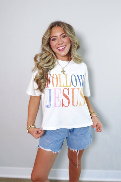 Follow Jesus Cropped Graphic Tee